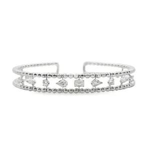 Fancy Cut Gold Beaded Cuff Bracelet