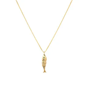 Fish Necklace with Emerald Eye