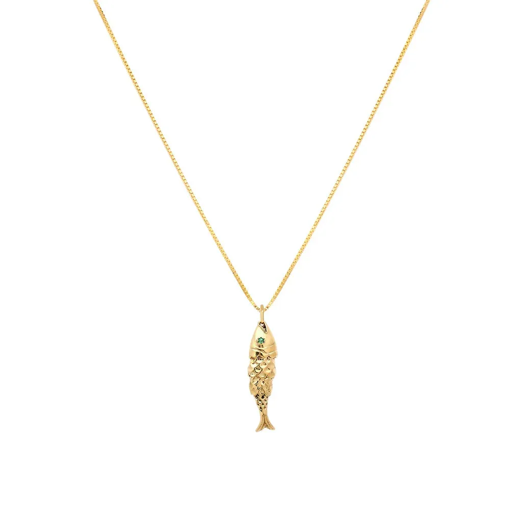 Fish Necklace with Emerald Eye
