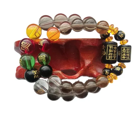 Five Elements Lucky Beads Bracelet Men and Women Couple Five Elements Beads Bracelet Auspicious