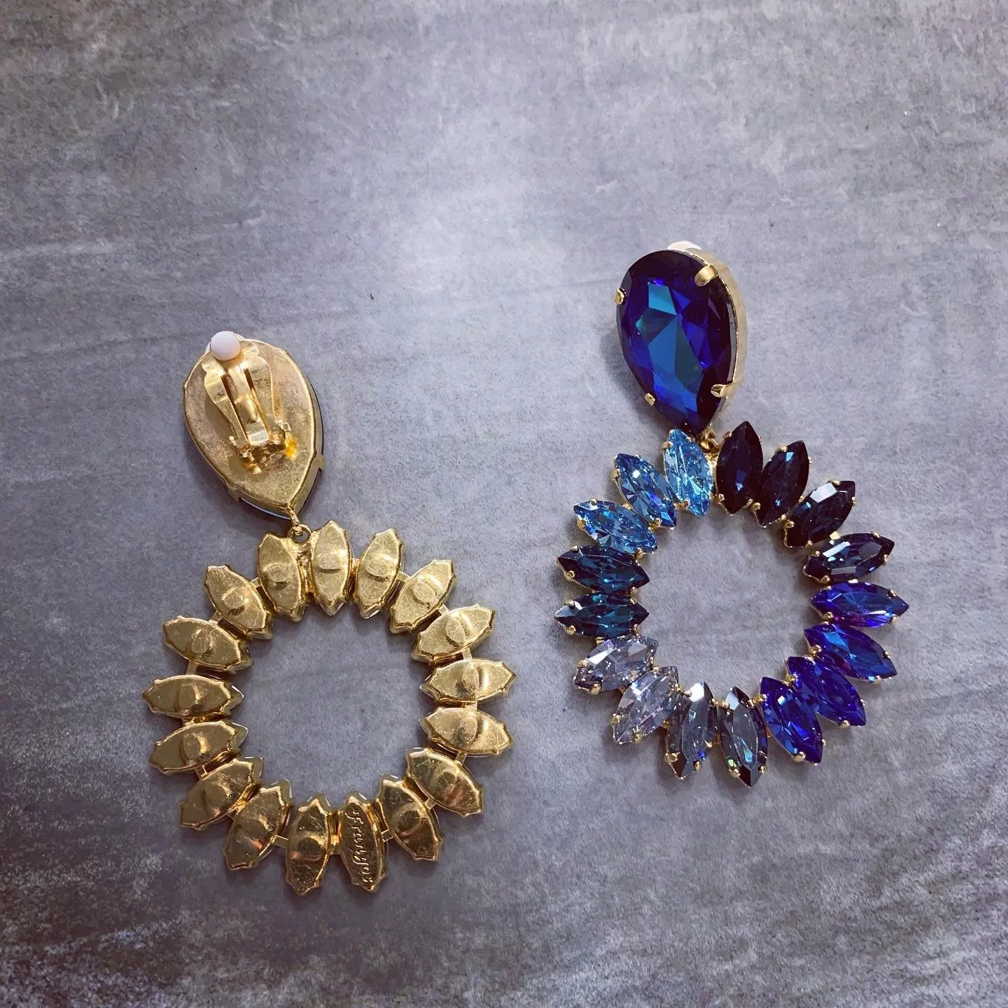 Frangos  blue  Statement Earrings