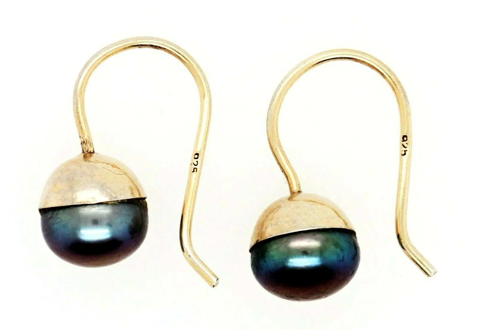 Freshwater Pearl & 925 Sterling Silver Hook Earrings Pierced Ears Fine Jewellery