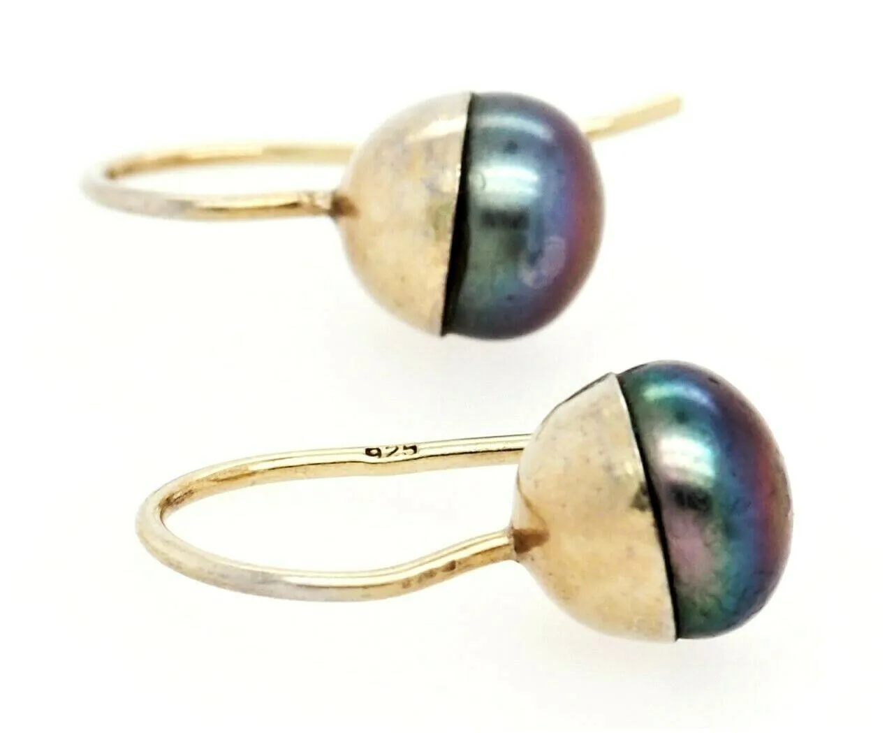 Freshwater Pearl & 925 Sterling Silver Hook Earrings Pierced Ears Fine Jewellery