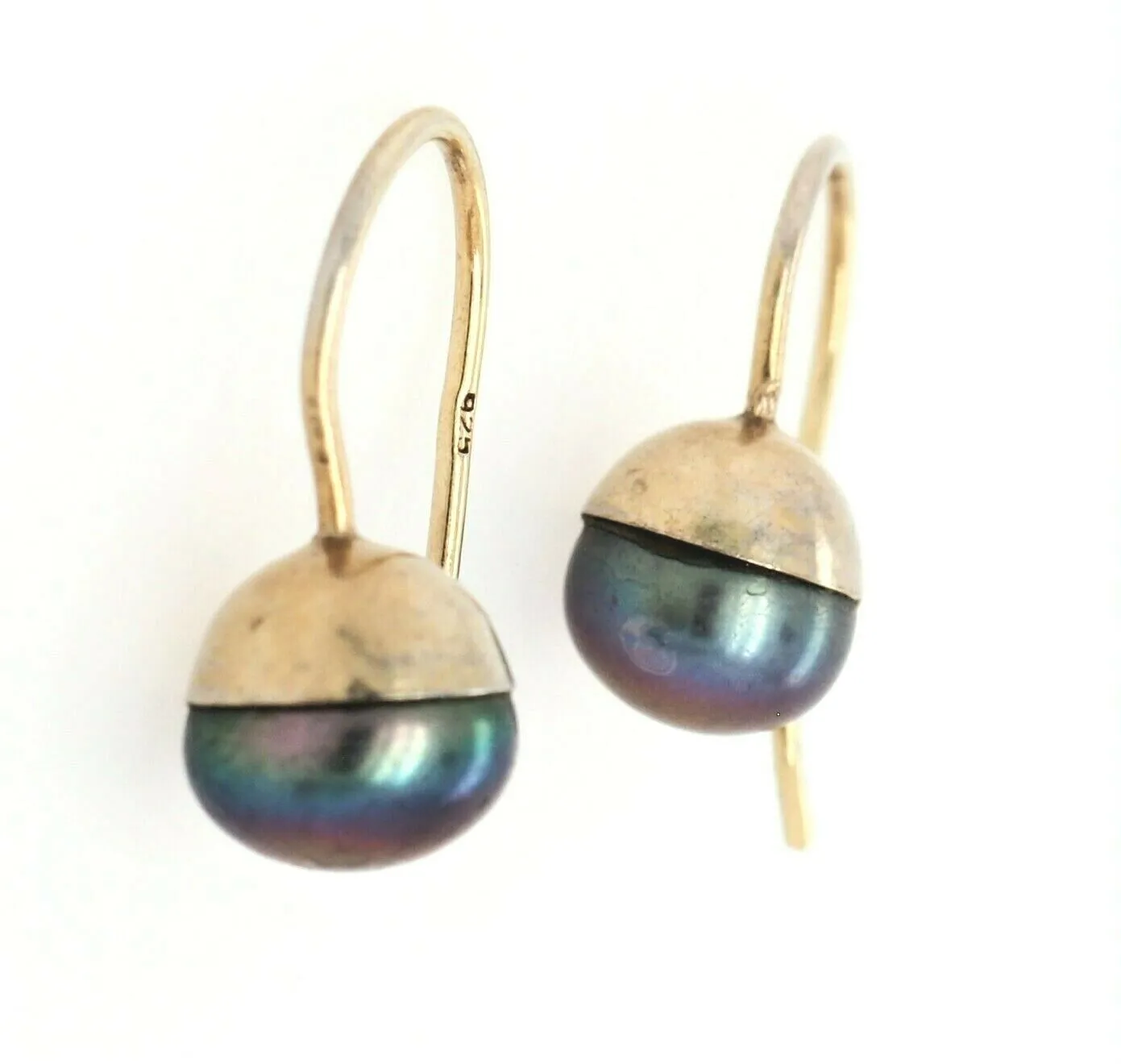 Freshwater Pearl & 925 Sterling Silver Hook Earrings Pierced Ears Fine Jewellery