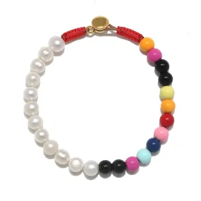 Freshwater Pearl & Enamel Beaded Bracelet