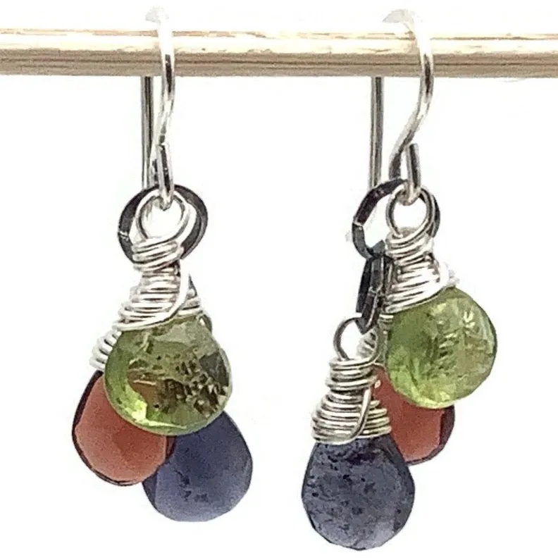 Gemstone Triplet Earrings