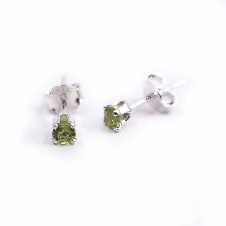 Genuine Peridot Sterling Silver Post Earrings