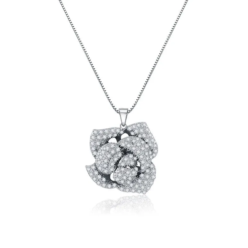 Girl's Rose Pendant Necklace,Flower Women's Jewelry Accessories Wholesale X 2PCS