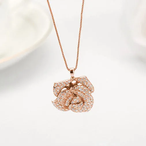 Girl's Rose Pendant Necklace,Flower Women's Jewelry Accessories Wholesale X 2PCS