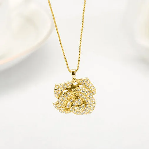 Girl's Rose Pendant Necklace,Flower Women's Jewelry Accessories Wholesale X 2PCS