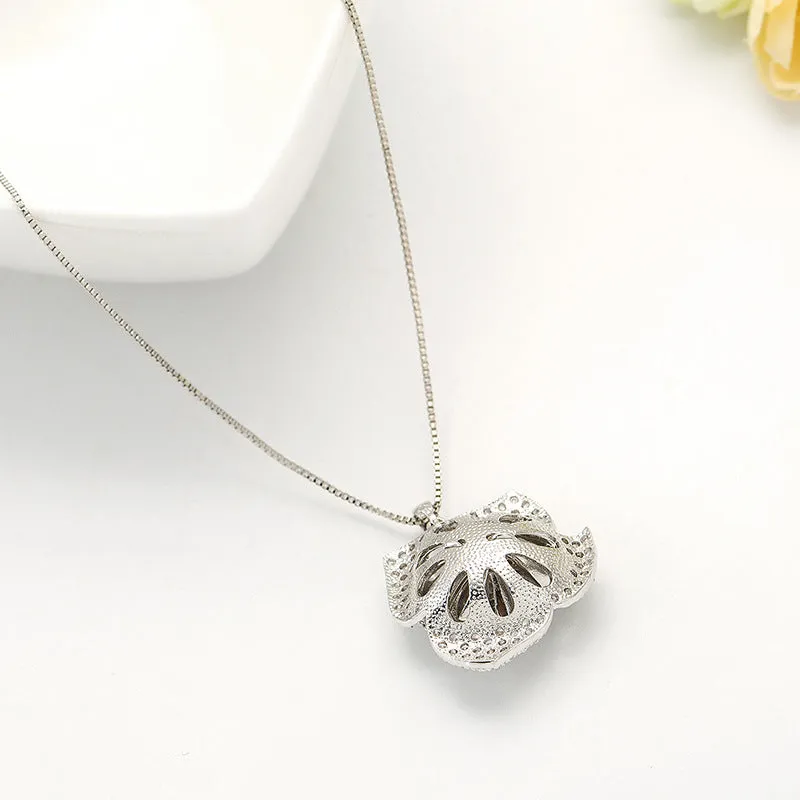 Girl's Rose Pendant Necklace,Flower Women's Jewelry Accessories Wholesale X 2PCS