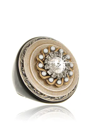GLASS Pearl Crystal Cocktail Ring