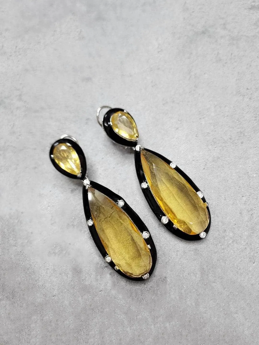 Glass Stone Drop Earrings