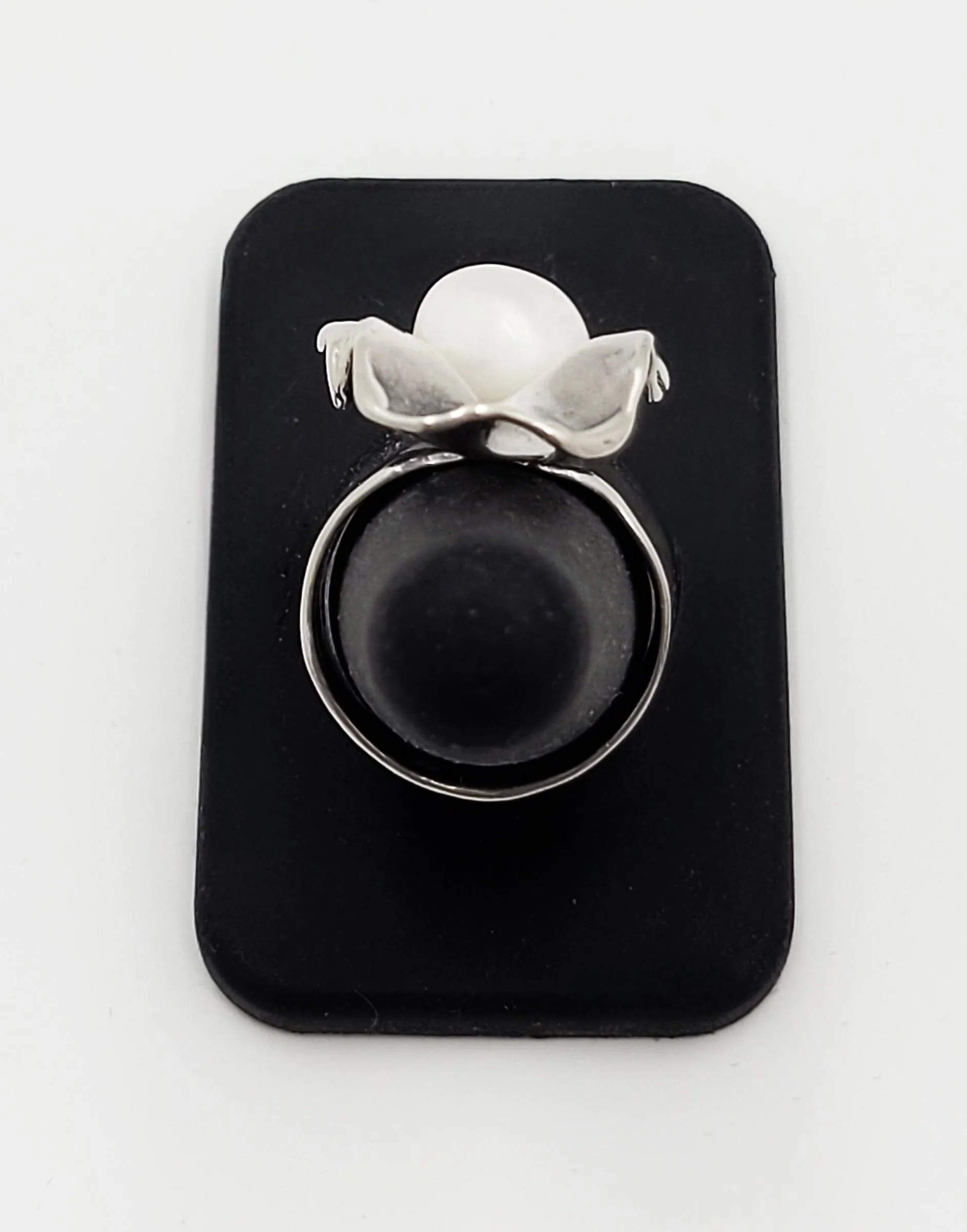 Golan Goldex Sterling Silver & Pearl Large Bold Abstract Modernist Cocktail Ring