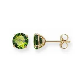 Gold August Birthstone Stud Earrings