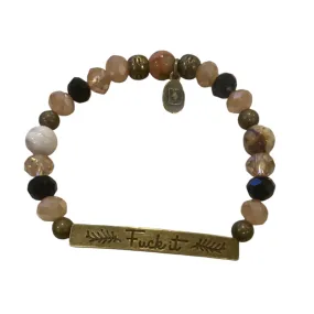 GOLD FUCK IT BEADED ELASTIC BRACELET