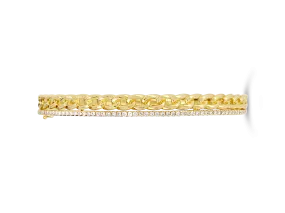 Gold Link Bangle Bracelet with Diamonds