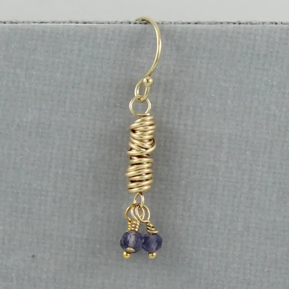Gold Micro-Twist and Gemstone Earring