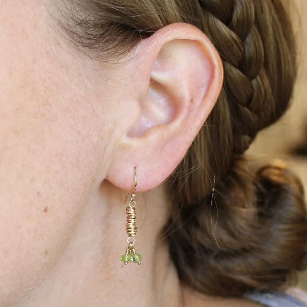 Gold Micro-Twist and Gemstone Earring
