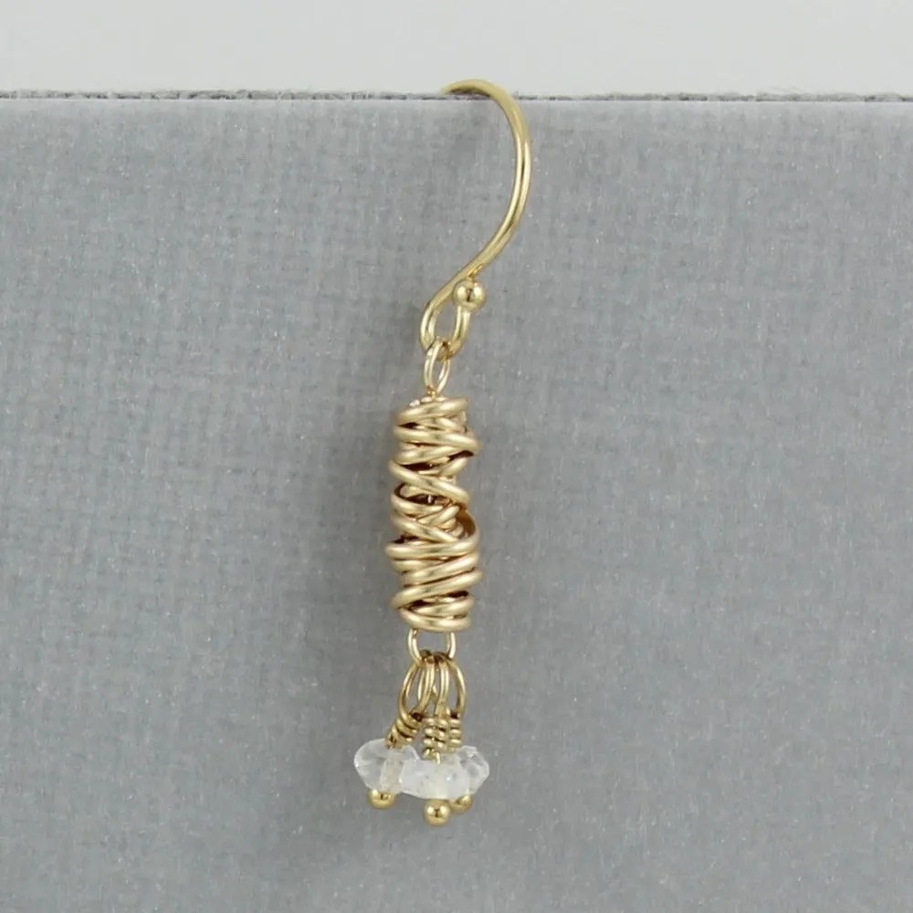 Gold Micro-Twist and Gemstone Earring