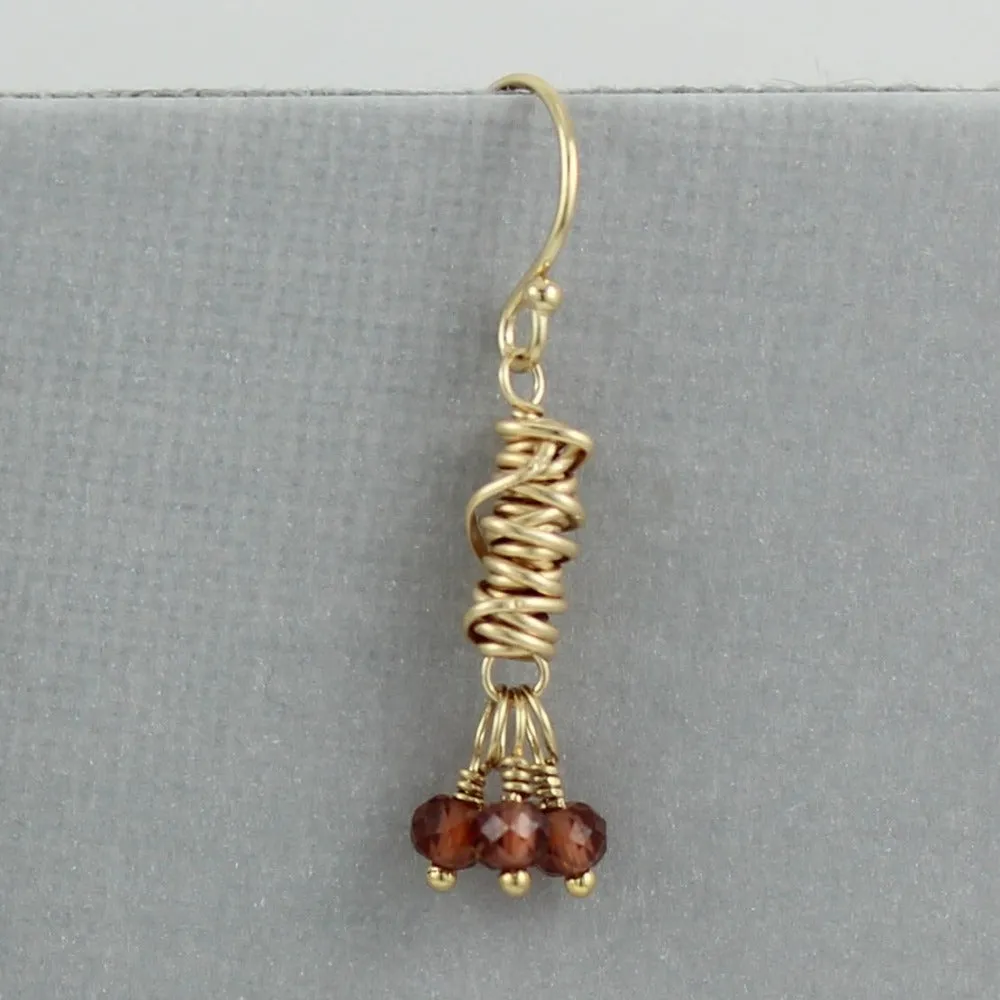 Gold Micro-Twist and Gemstone Earring