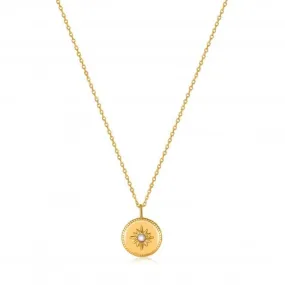 Gold Mother Of Pearl Sun Pendant Necklace N034-02G