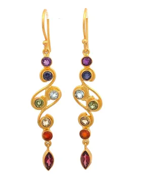 Gold Plated Swirl Gemstones Rainbow Earrings