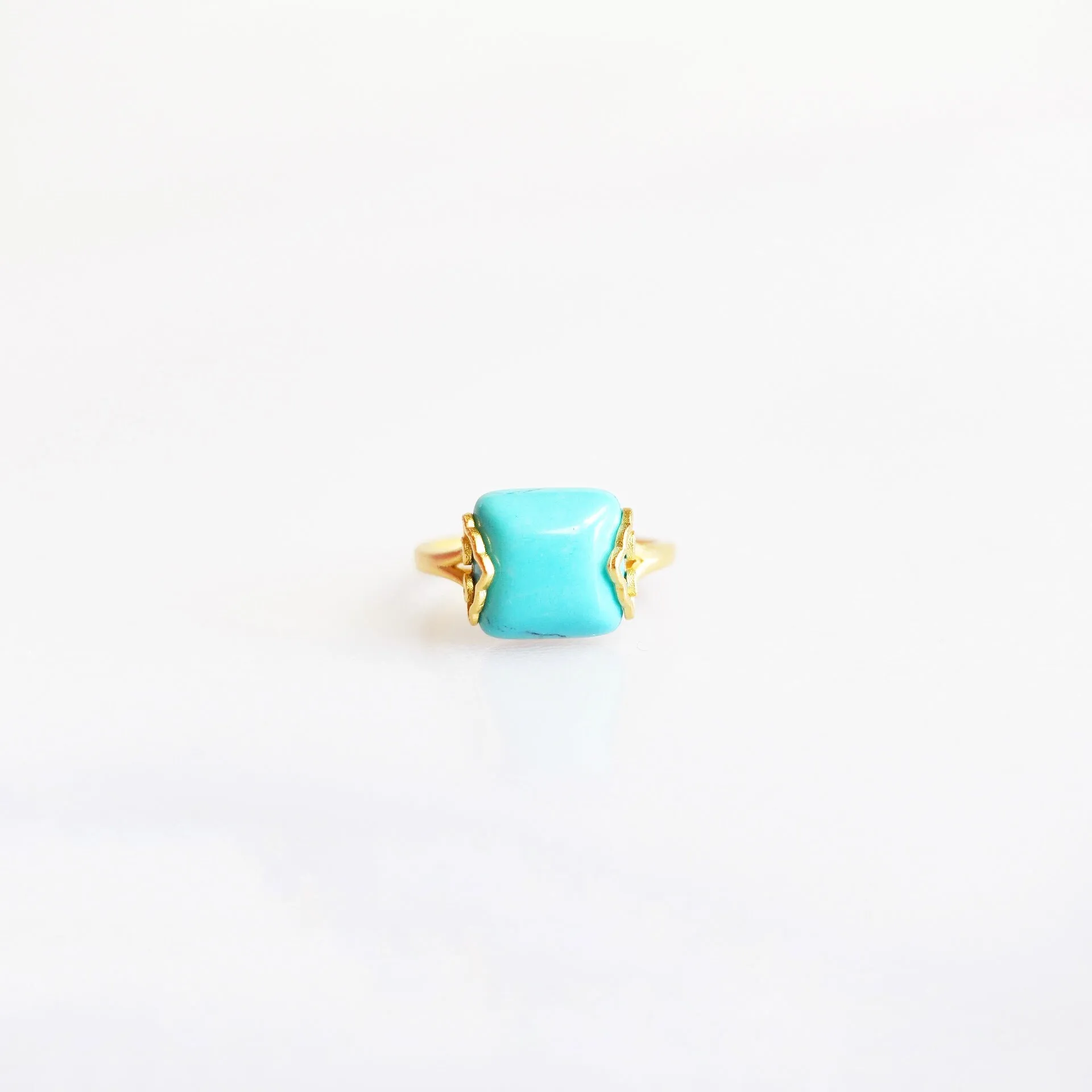 Gold Square Turquoise Ring
