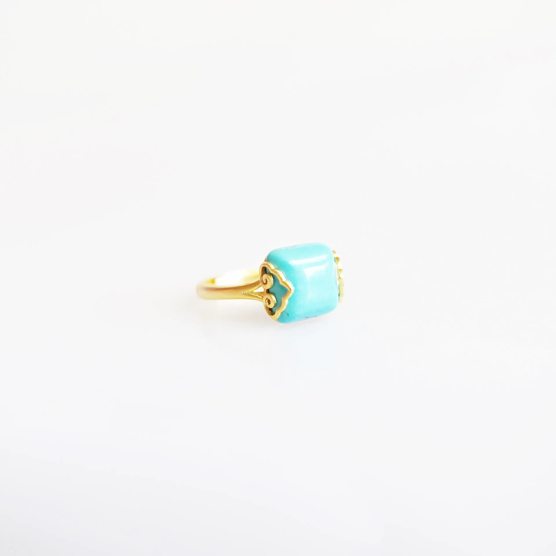 Gold Square Turquoise Ring