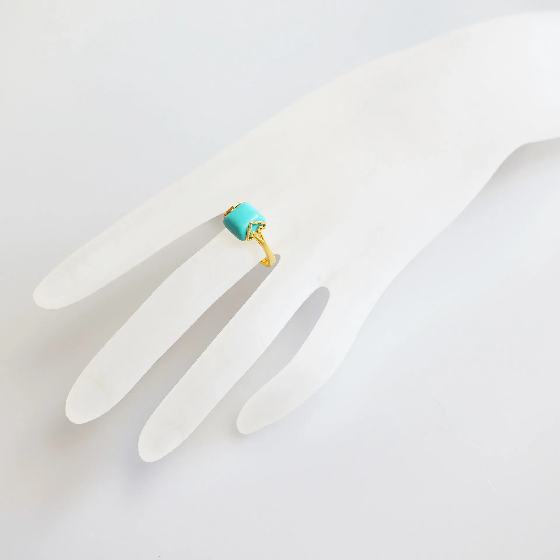 Gold Square Turquoise Ring