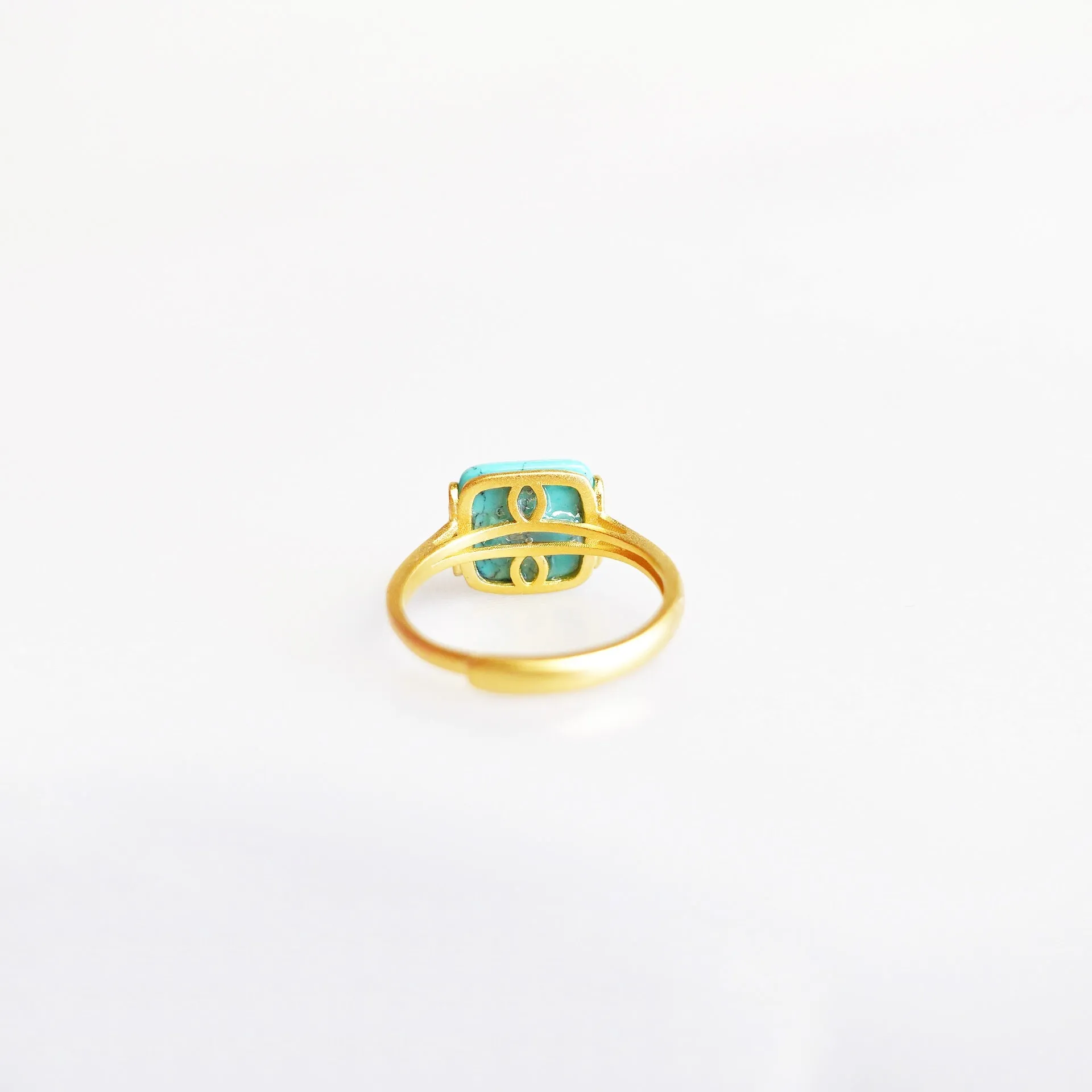 Gold Square Turquoise Ring