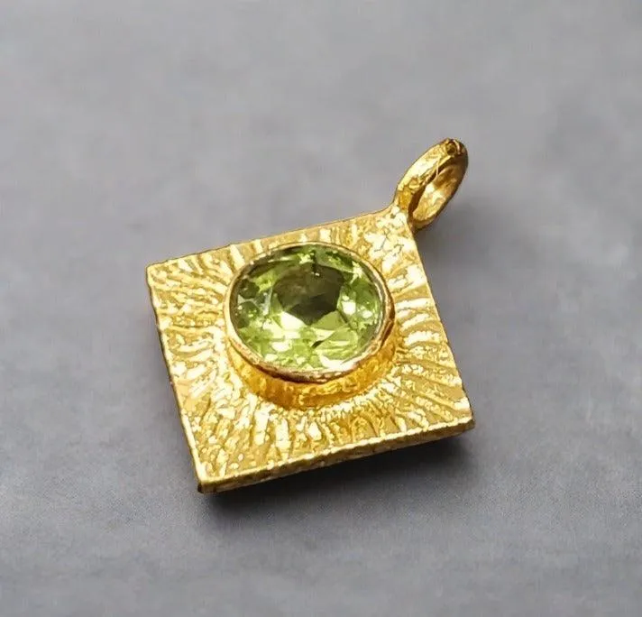 Gold Vermeil Green Peridot Charm
