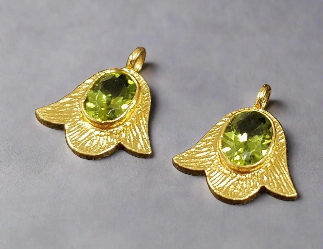 Gold Vermeil Peridot Floral Charm Pendant