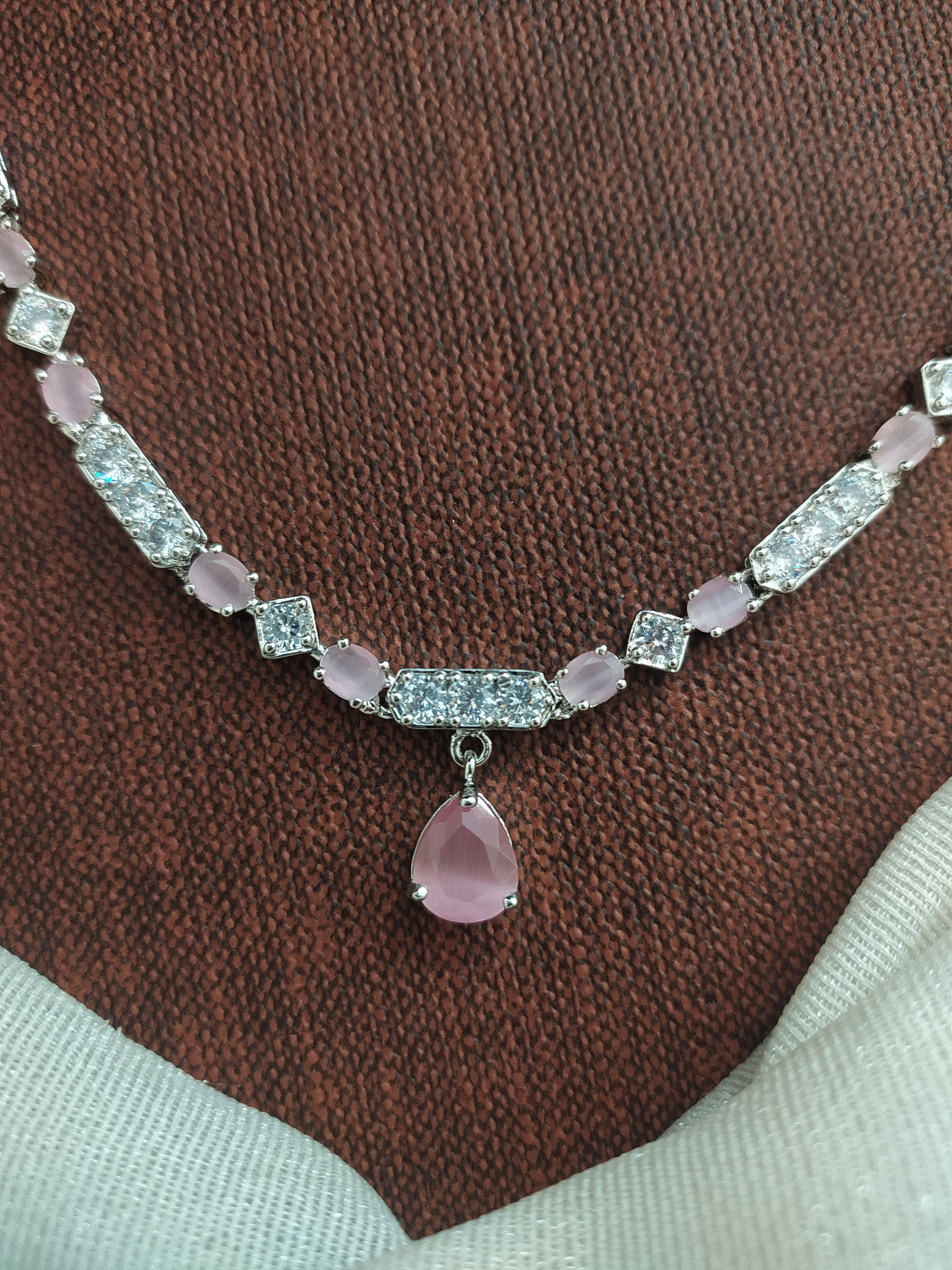 Graceful Single-Line Zircon Necklace with Pear-Shaped Drop