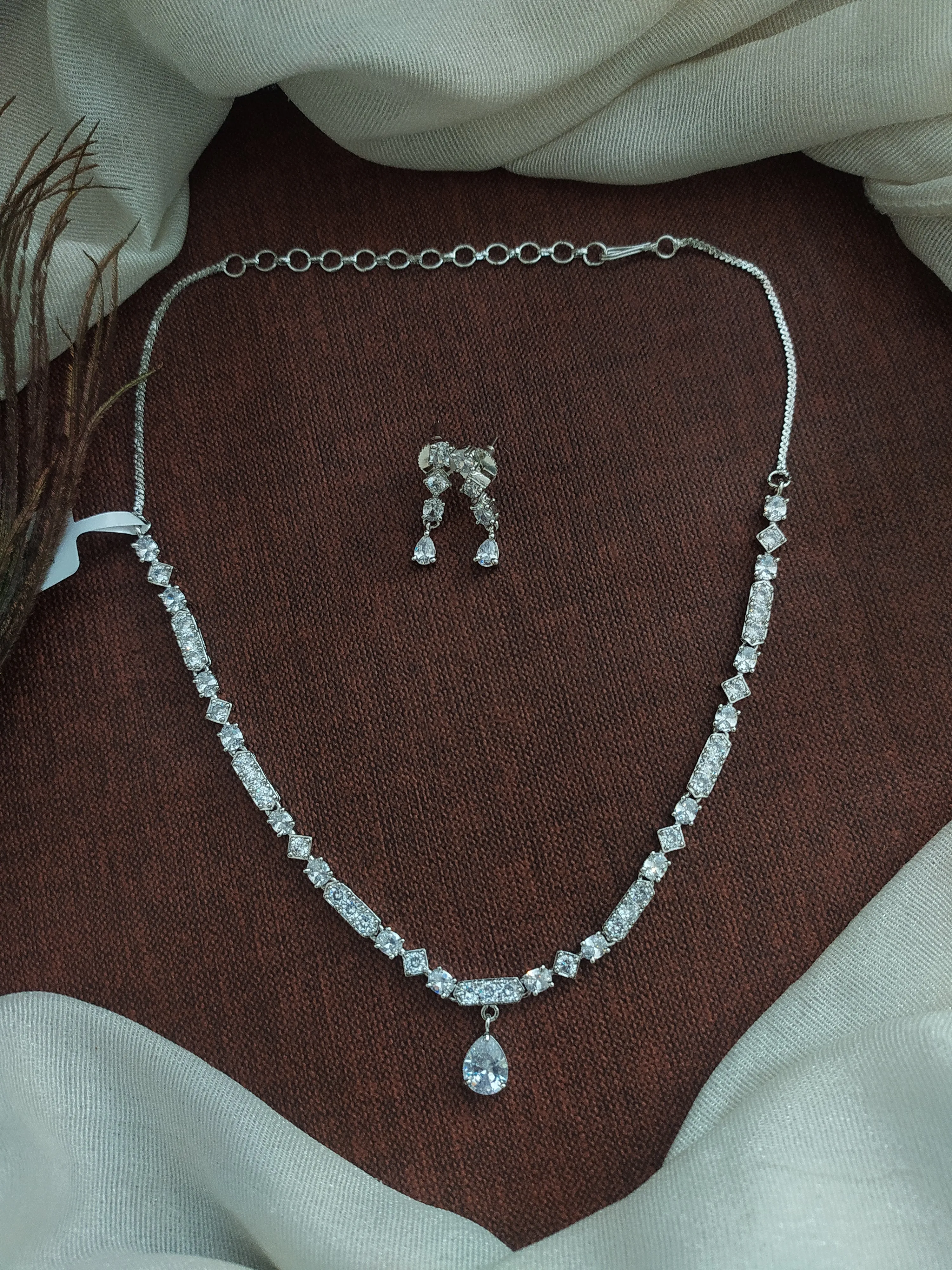 Graceful Single-Line Zircon Necklace with Pear-Shaped Drop