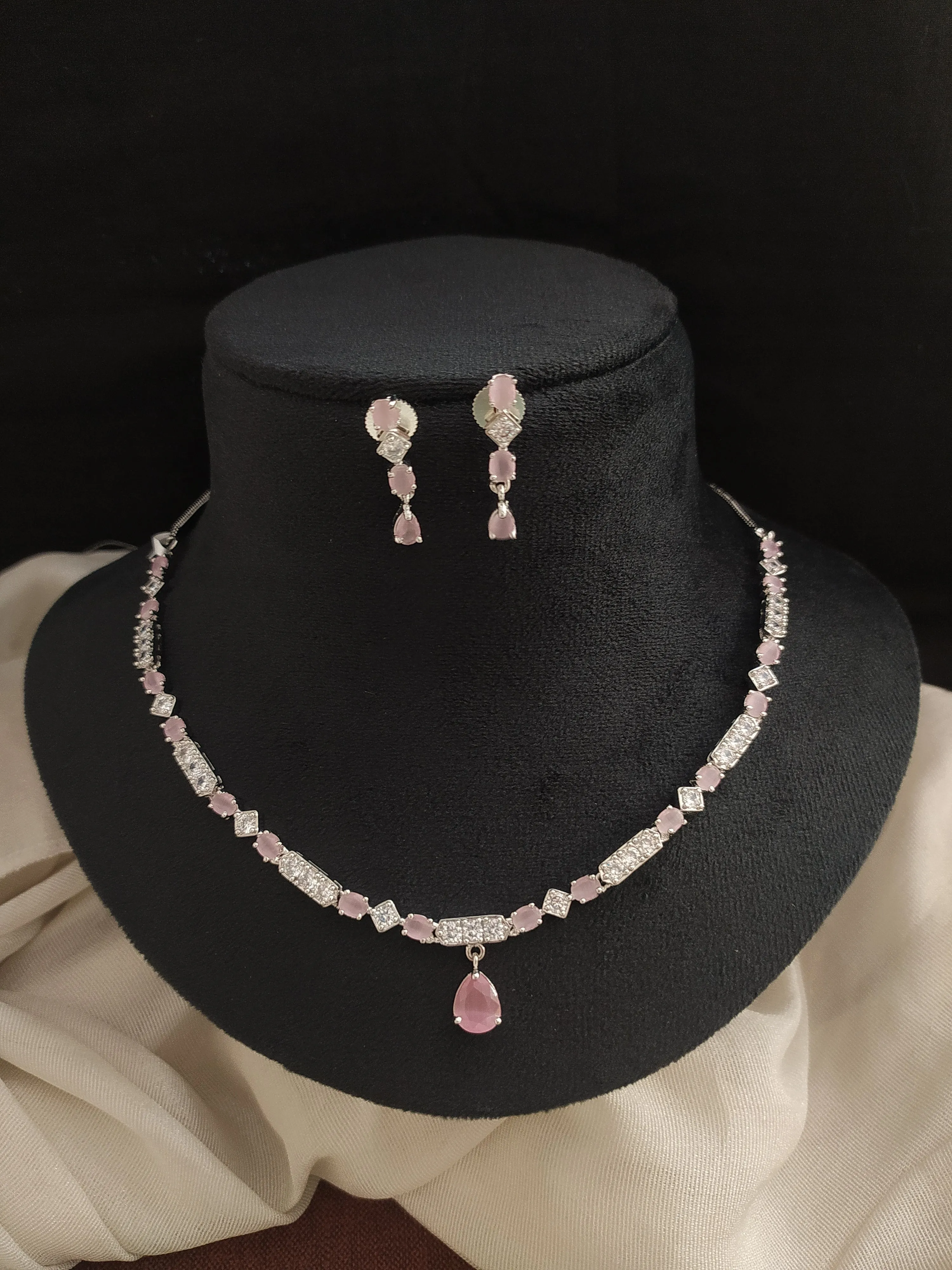 Graceful Single-Line Zircon Necklace with Pear-Shaped Drop