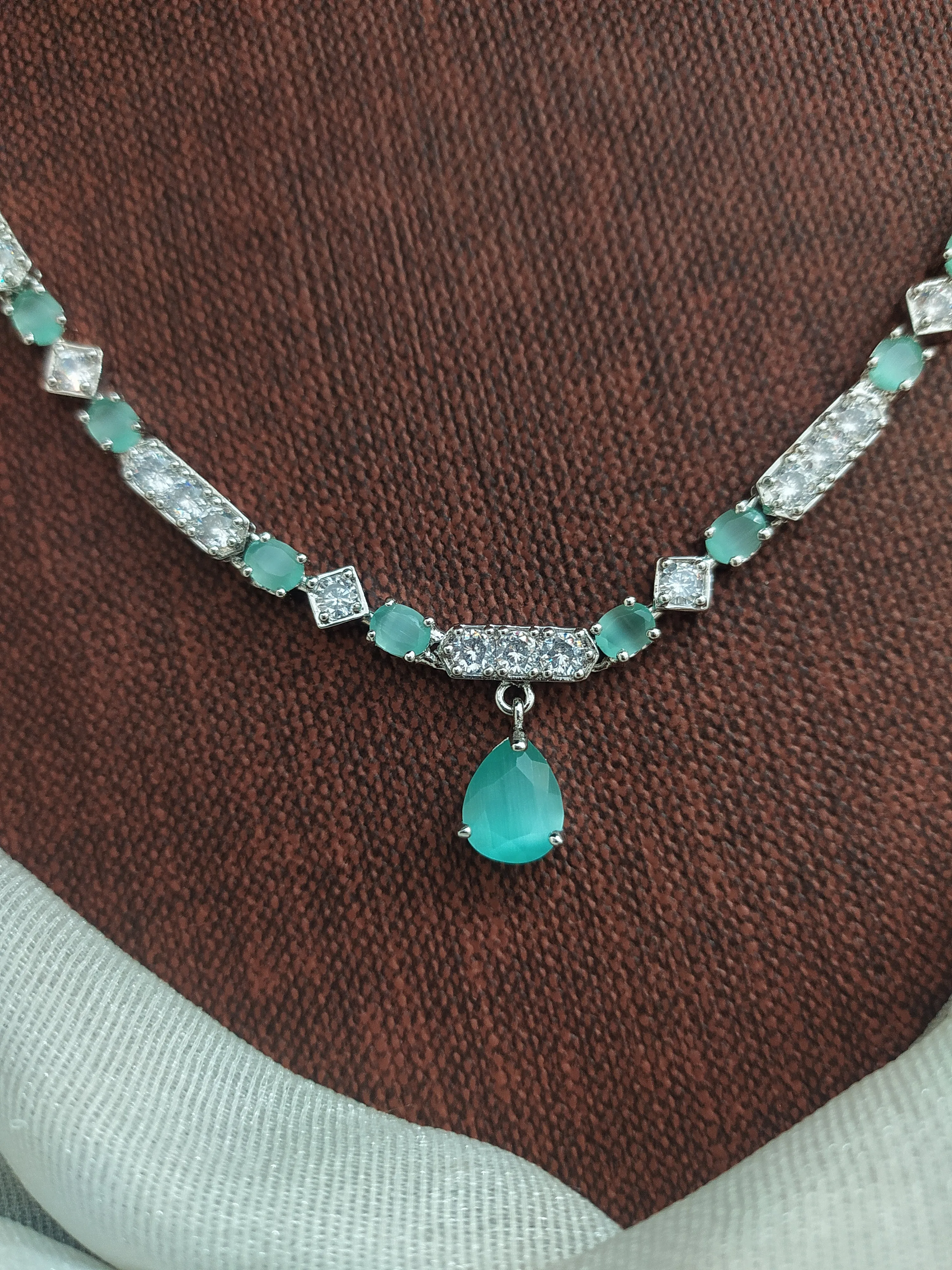 Graceful Single-Line Zircon Necklace with Pear-Shaped Drop