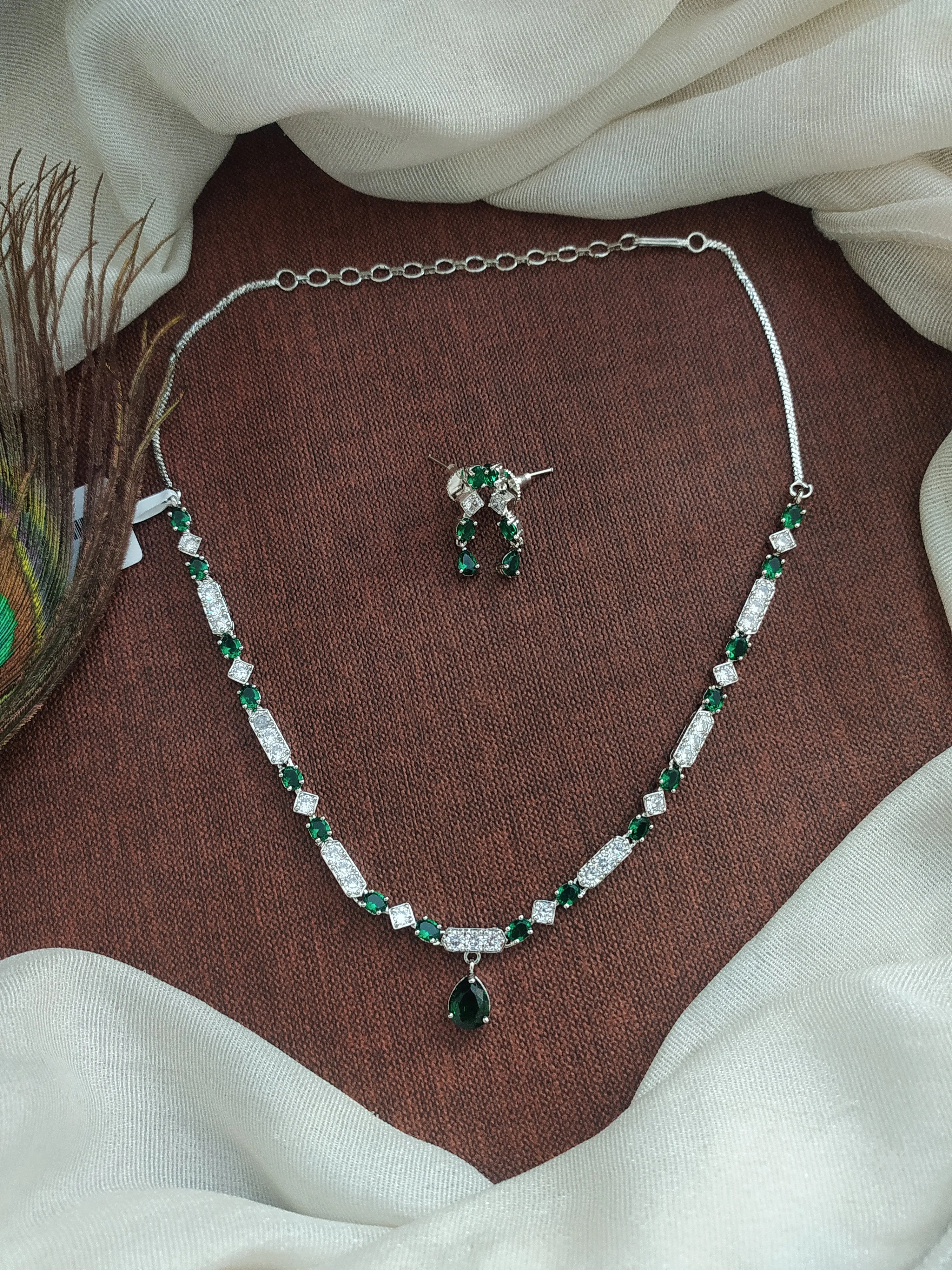 Graceful Single-Line Zircon Necklace with Pear-Shaped Drop