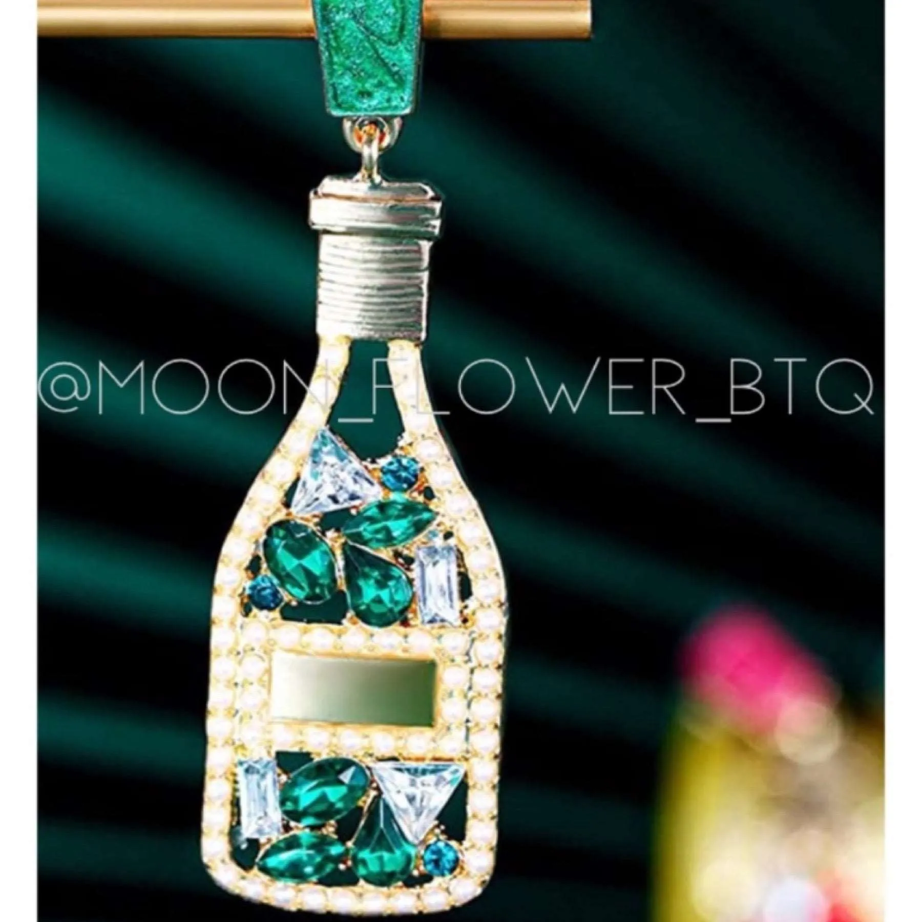 Green Champagne Bottle Earrings