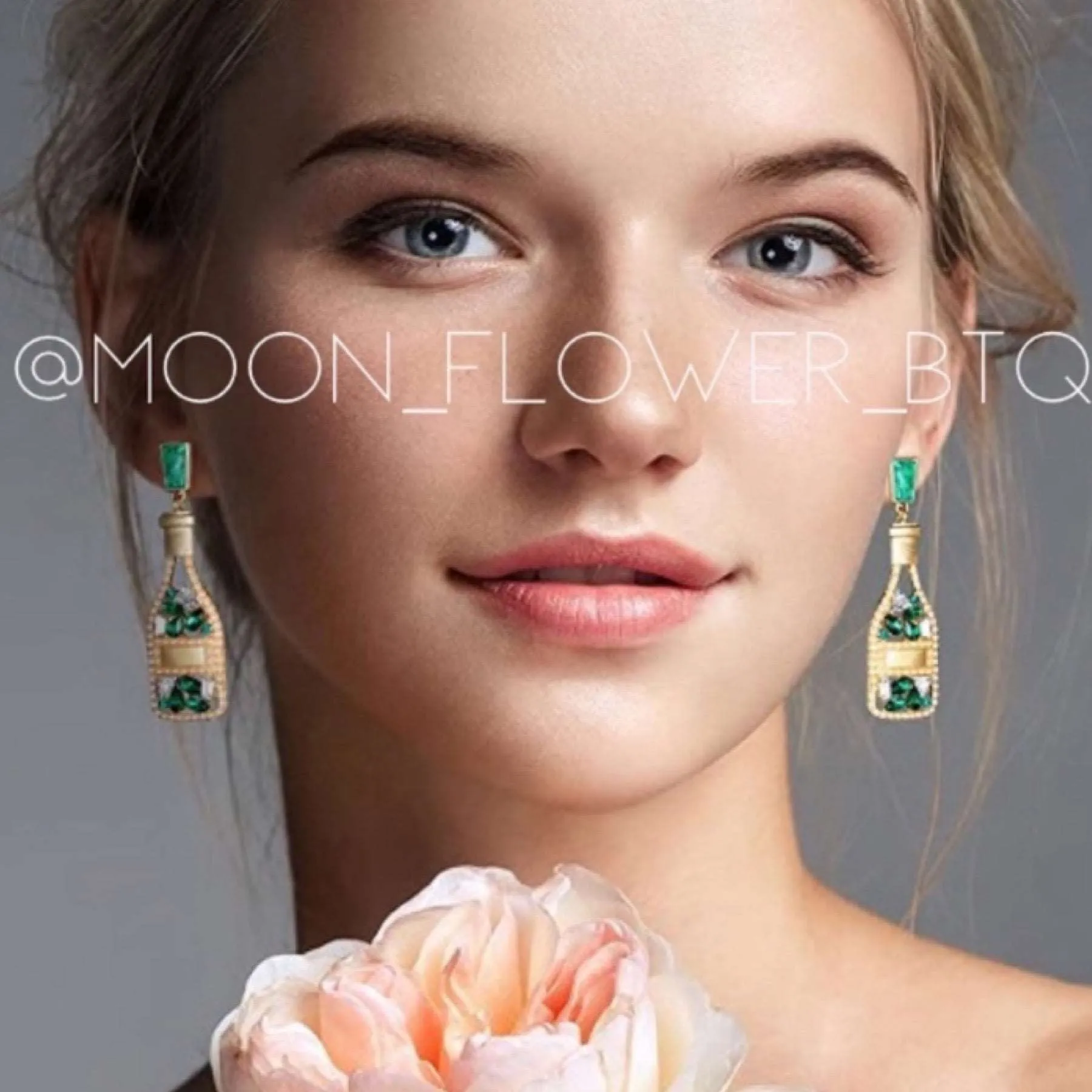 Green Champagne Bottle Earrings