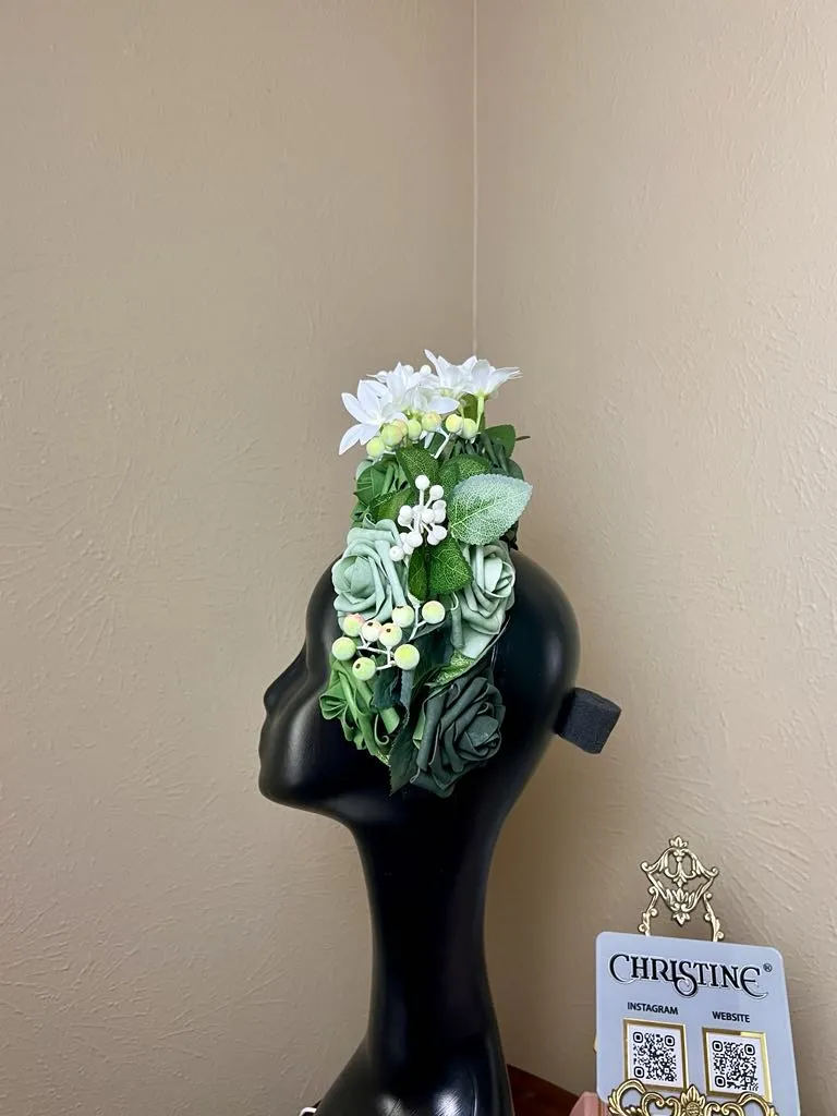 Green rose headpiece