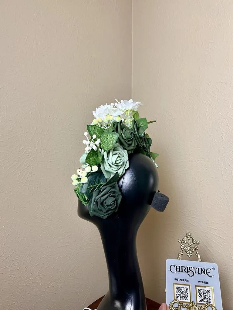 Green rose headpiece