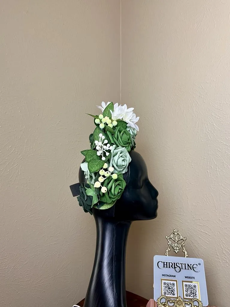 Green rose headpiece