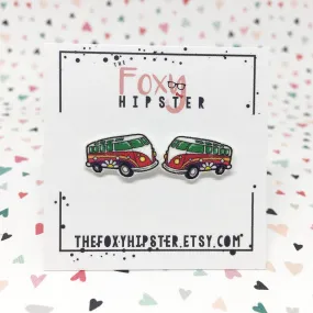 Groovy Hippie Bus Stud Earrings