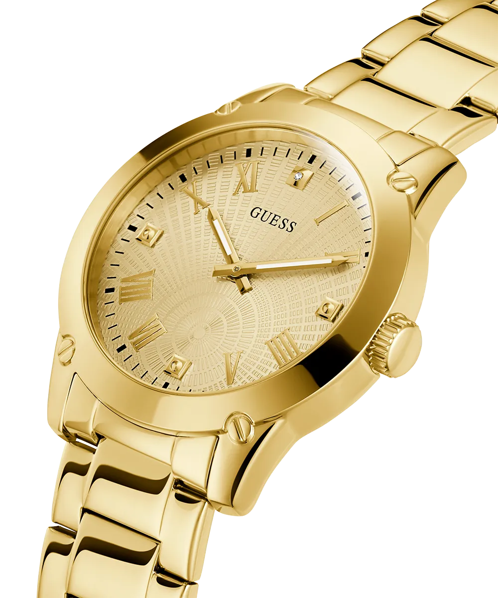 GUESS Mens Gold Tone Analog Watch