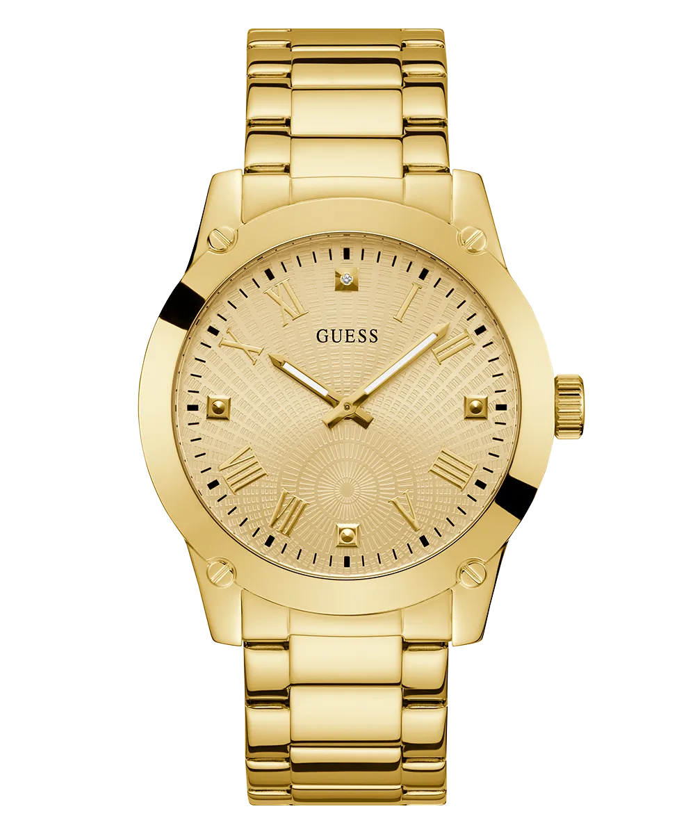 GUESS Mens Gold Tone Analog Watch