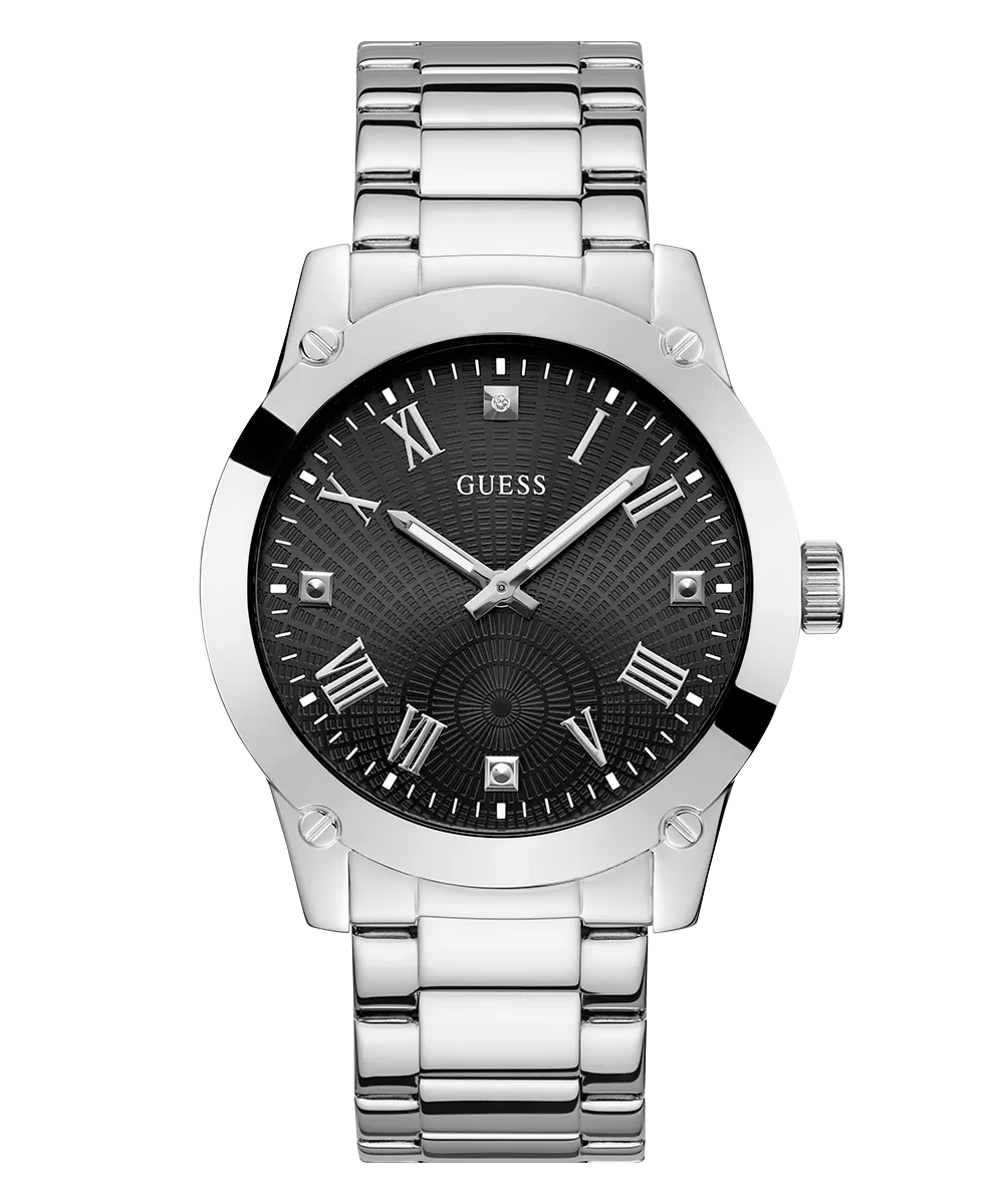 GUESS Mens Silver Tone Analog Watch