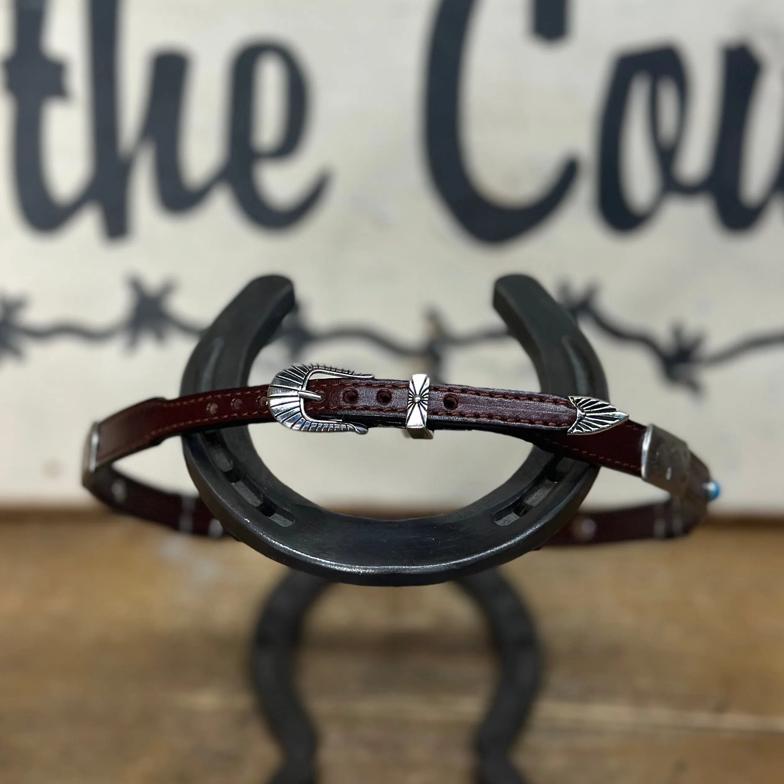 Hat Band | Brown Leather w/ T-Bird Concho and Turquoise Accent