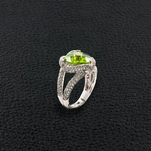 Heart shaped Peridot & Diamond Ring