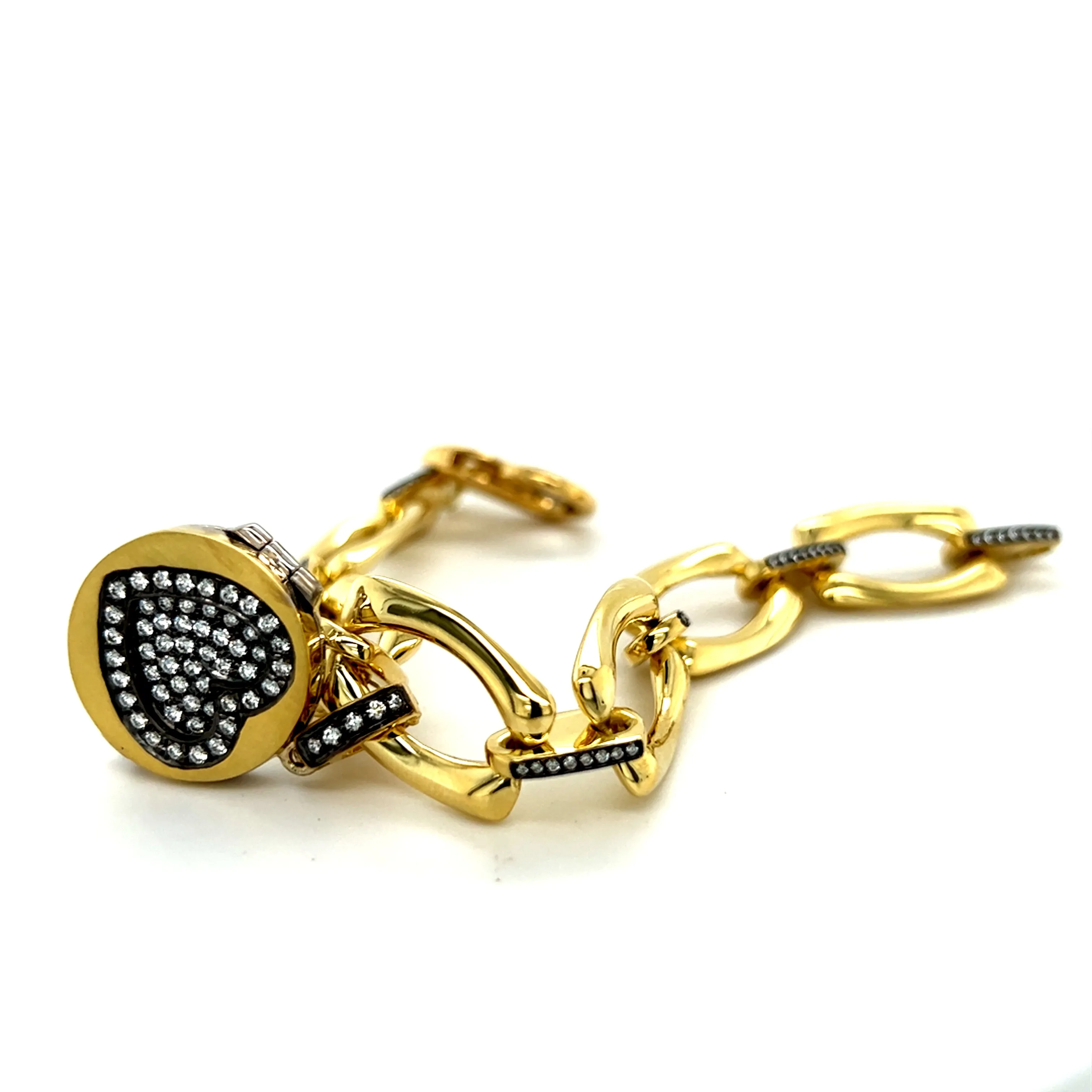 High Polish Mod Link Bracelet with Diamonds